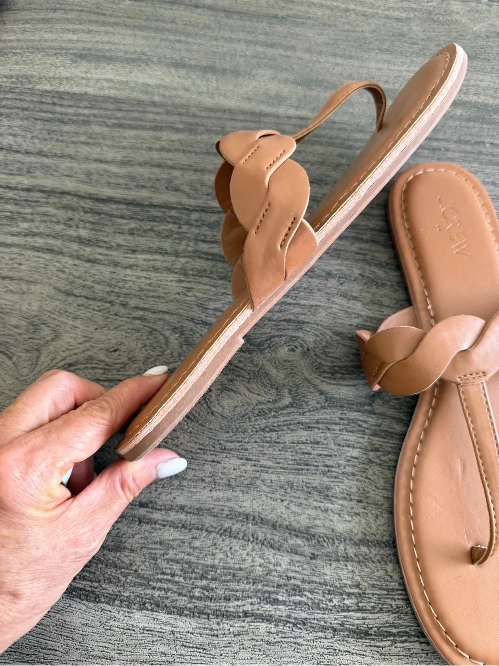 Leather J.‎ Crew Women’s Braided Leather Toe-Post Sandals in Tansize